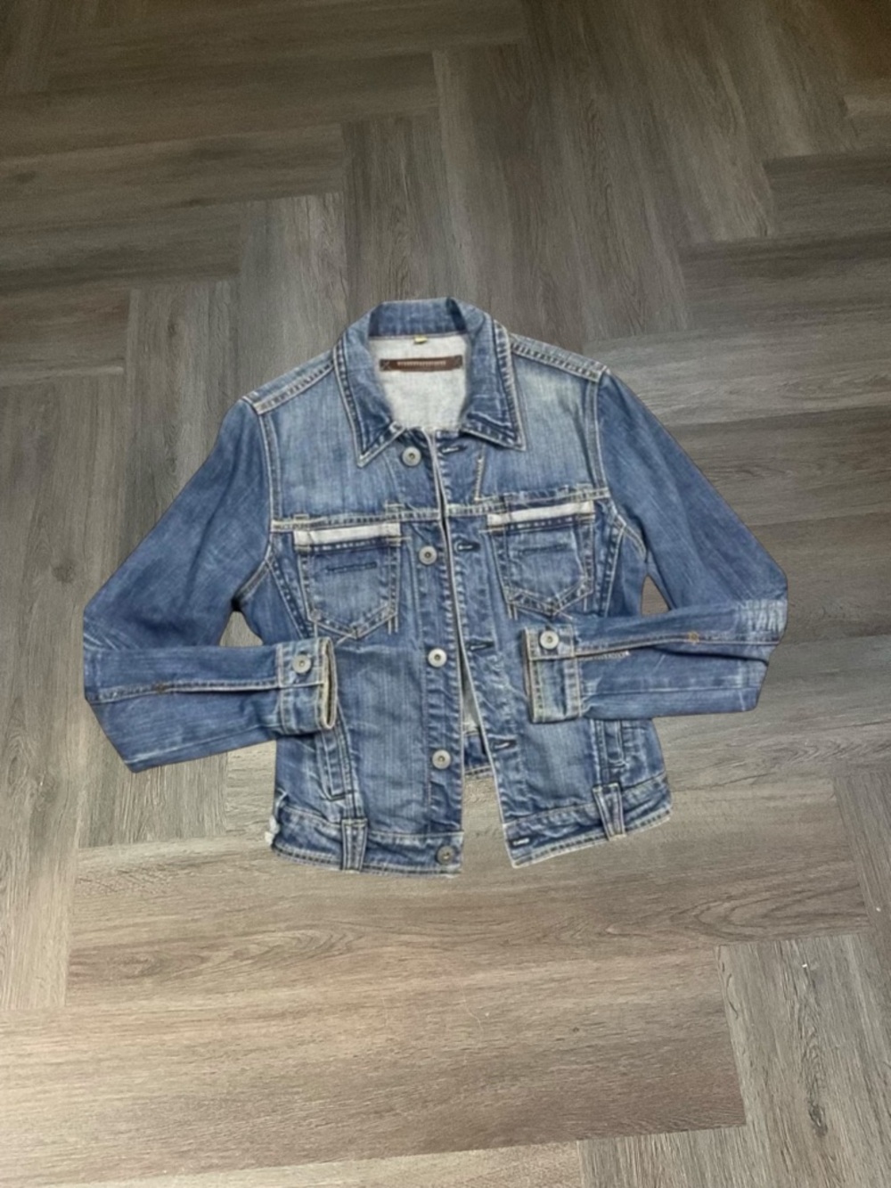 Y2K YANUK Contoured Fitted Denim Jean Jacket Womens Small Blue Japan Boho Classy